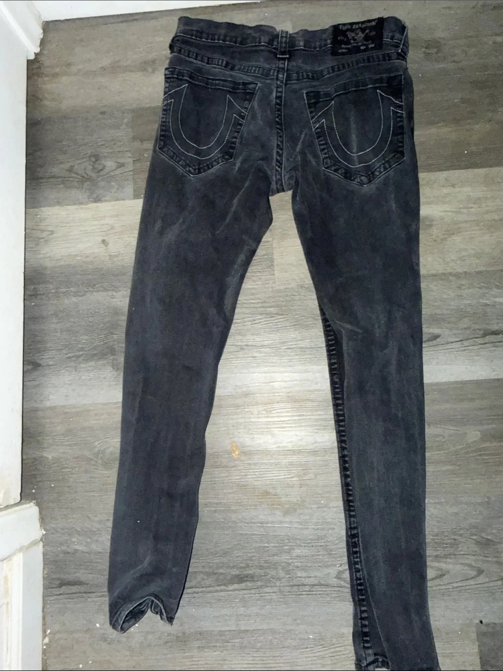 True Religion Men’s Washed Black Straight Slim Jeans